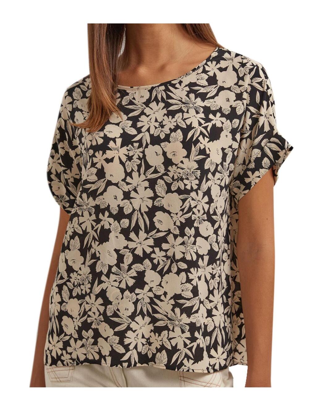 GERARD DAREL black cream floral blouse sz 42